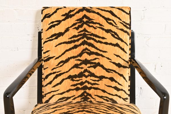 Émile-Jacques Ruhlmann Style French Art Deco Armchairs With Tiger Print Upholstery, Set of Six - Image 6