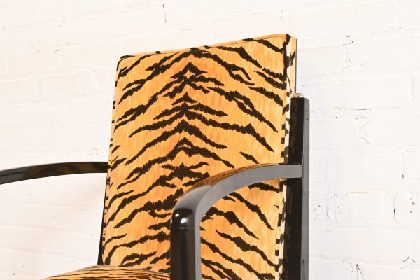 Émile-Jacques Ruhlmann Style French Art Deco Armchairs With Tiger Print Upholstery, Set of Six - Image 7