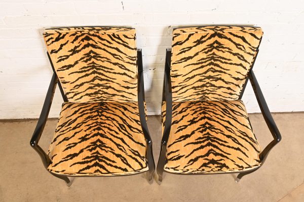 Émile-Jacques Ruhlmann Style French Art Deco Armchairs With Tiger Print Upholstery, Pair - Image 5