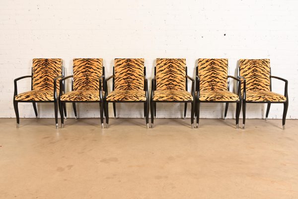 Émile-Jacques Ruhlmann Style French Art Deco Armchairs With Tiger Print Upholstery, Pair - Image 10