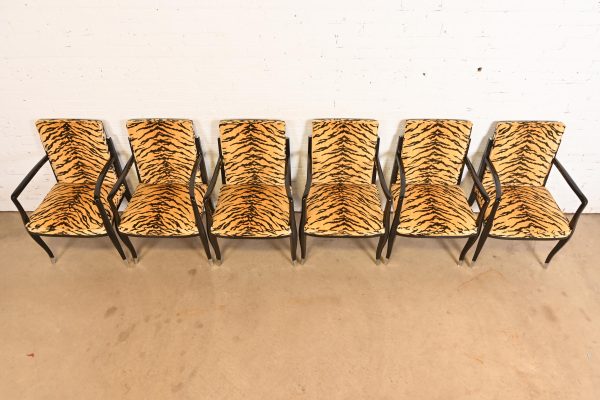 Émile-Jacques Ruhlmann Style French Art Deco Armchairs With Tiger Print Upholstery, Set of Six - Image 5