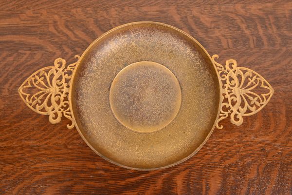Louis Comfort Tiffany Furnaces Favrile Bronze Doré Double Handled Footed Centerpiece Bowl - Image 2