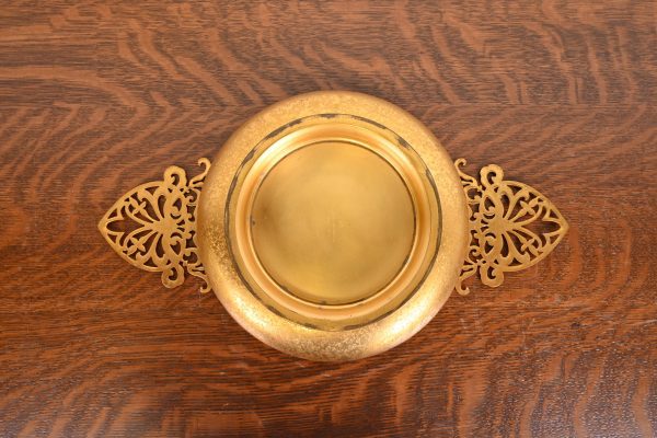 Louis Comfort Tiffany Furnaces Favrile Bronze Doré Double Handled Footed Centerpiece Bowl - Image 5