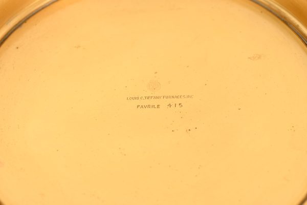 Louis Comfort Tiffany Furnaces Favrile Bronze Doré Double Handled Footed Centerpiece Bowl - Image 6
