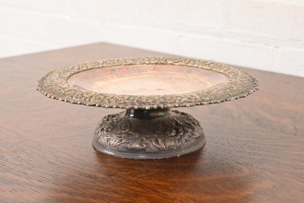 Tiffany & Co. Antique Victorian Repoussé Silverplate Compote Dish, Centerpiece, or Tazza