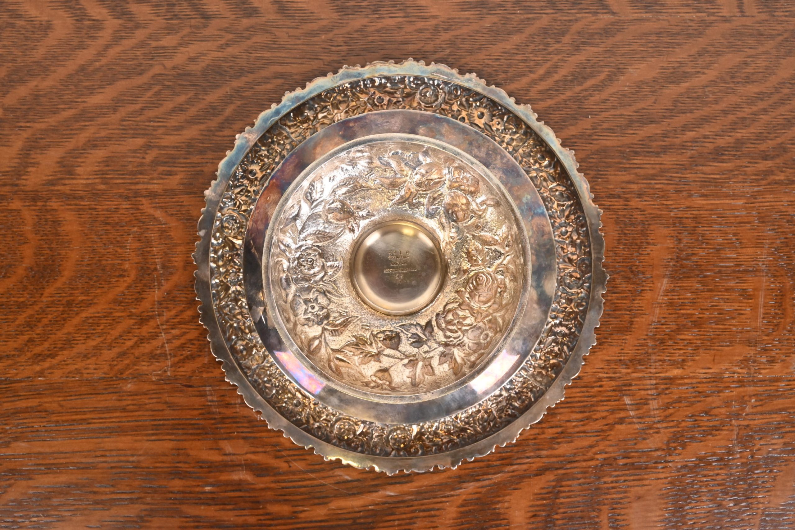 Tiffany & Co. Antique Victorian Repoussé Silverplate Compote Dishes, Centerpieces, or Tazzas, Pair - Image 6