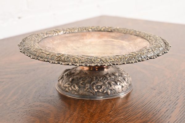 Tiffany & Co. Antique Victorian Repoussé Silverplate Compote Dish, Centerpiece, or Tazza