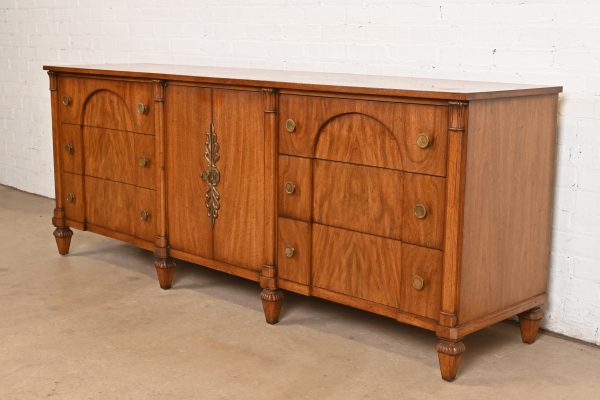 French Regency Louis XVI Burled Walnut Long Dresser or Credenza by Mount Airy Furniture, Circa 1960s - Image 2