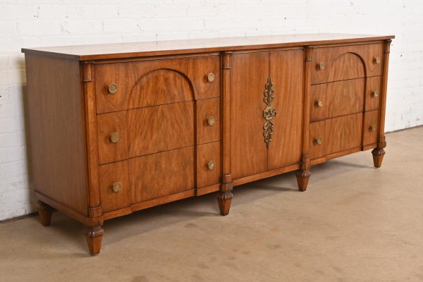 French Regency Louis XVI Burled Walnut Long Dresser or Credenza by Mount Airy Furniture, Circa 1960s - Image 3