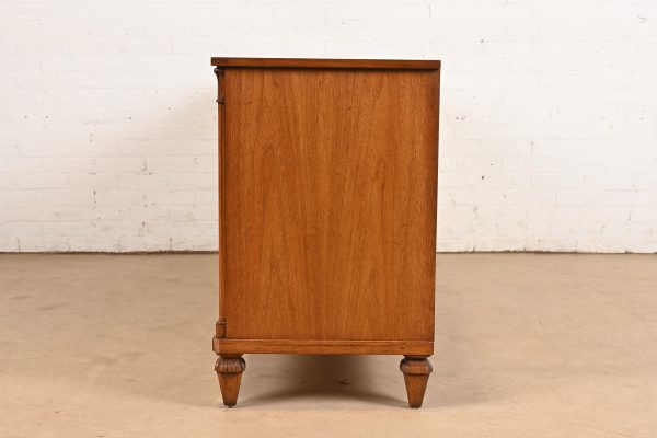 French Regency Louis XVI Burled Walnut Long Dresser or Credenza by Mount Airy Furniture, Circa 1960s - Image 10