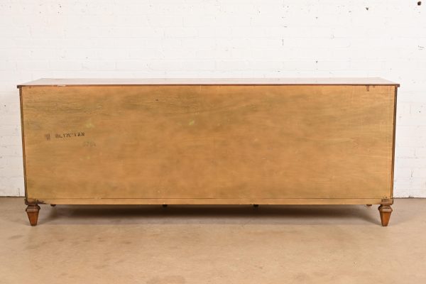 French Regency Louis XVI Burled Walnut Long Dresser or Credenza by Mount Airy Furniture, Circa 1960s - Image 11