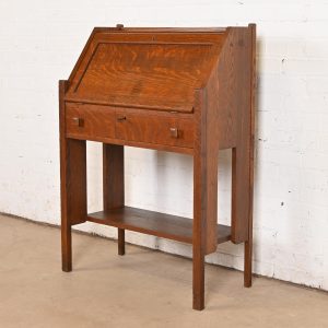 Limbert Style Antique Mission Oak Arts & Crafts Drop Front Secretary Desk, Circa 1900