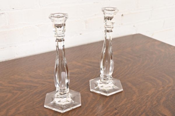 Tiffany & Co. Clear Crystal Candlesticks, Pair - Image 4
