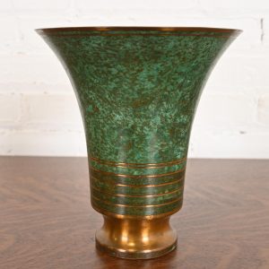 Carl Sorensen Art Deco Verdigris Bronze Trumpet Vase