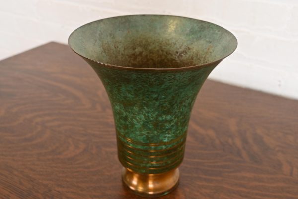 Carl Sorensen Art Deco Verdigris Bronze Trumpet Vase - Image 4
