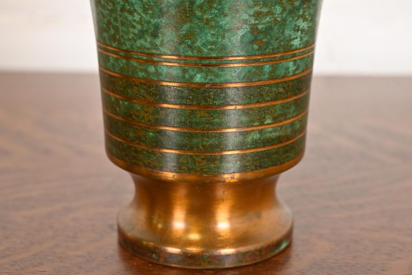 Carl Sorensen Art Deco Verdigris Bronze Trumpet Vase - Image 7