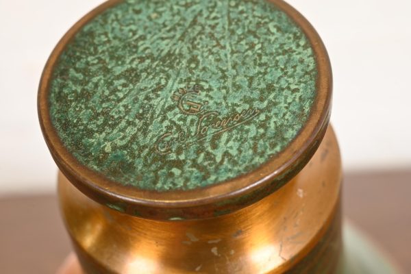 Carl Sorensen Art Deco Verdigris Bronze Trumpet Vase - Image 9