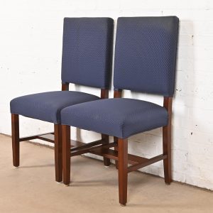 Tobey Furniture Antique Arts and Crafts Mahogany Upholstered Side Chairs or Dining Chairs, Pair
