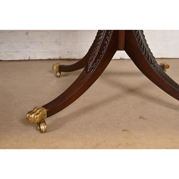 Kindel Furniture Georgian Mahogany Double Pedestal Extension Dining Table, Newly Refinished - Image 10