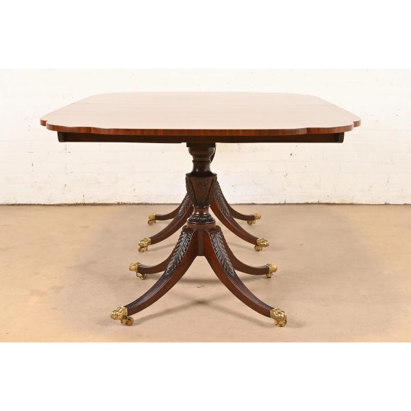 Kindel Furniture Georgian Mahogany Double Pedestal Extension Dining Table, Newly Refinished - Image 11