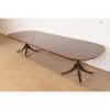 Kindel Furniture Georgian Mahogany Double Pedestal Extension Dining Table, Newly Refinished