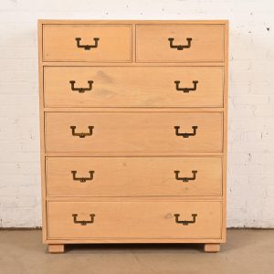 Henredon Mid-Century Modern Campaign Oak Highboy Dresser