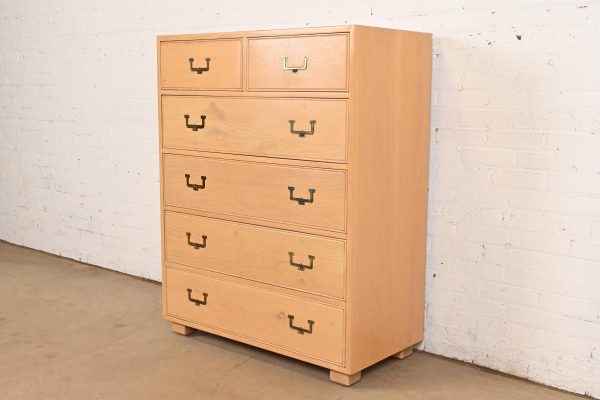 Henredon Mid-Century Modern Campaign Oak Highboy Dresser - Image 3