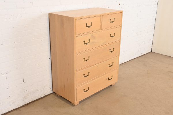 Henredon Mid-Century Modern Campaign Oak Highboy Dresser - Image 4
