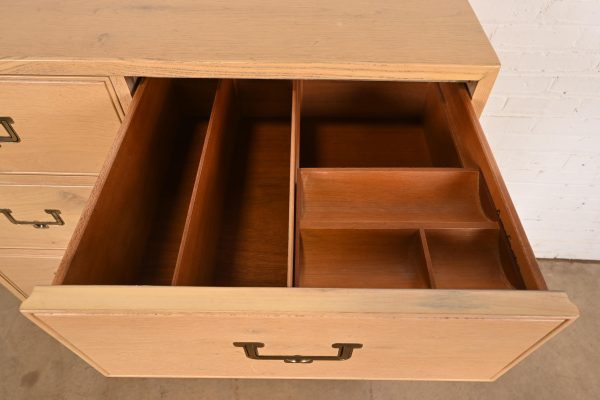 Henredon Mid-Century Modern Campaign Oak Highboy Dresser - Image 6
