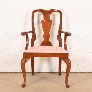 Henkel Harris Queen Anne Solid Cherry Wood Armchair or Dining Captain Chair