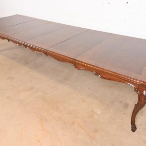 Karges French Provincial Louis XV Burled Walnut Extension Dining Table, Newly Refinished