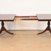Baker Furniture Style Georgian Banded Mahogany Double Pedestal Extension Dining Table, Newly Refinished - Image 6