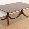 Baker Furniture Style Georgian Banded Mahogany Double Pedestal Extension Dining Table, Newly Refinished - Image 8