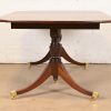 Baker Furniture Style Georgian Banded Mahogany Double Pedestal Extension Dining Table, Newly Refinished - Image 11