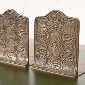 Tiffany Studios New York Bronze Zodiac Bookends, Circa 1910