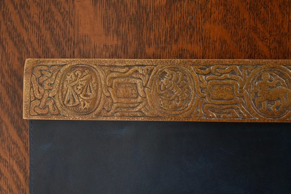 Tiffany Studios New York Zodiac Bronze Blotter Ends With Leather Desk Blotter - Image 5