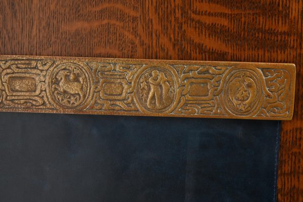 Tiffany Studios New York Zodiac Bronze Blotter Ends With Leather Desk Blotter - Image 6