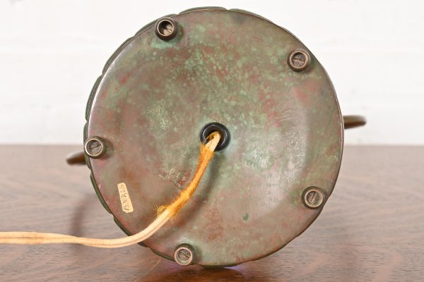 Tiffany Studios New York Bronze Harp Desk Lamp With Pulled Feather Favrile Glass Shade - Image 11
