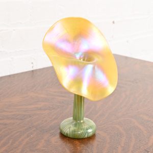 Louis Comfort Tiffany Style Jack in the Pulpit Flower Form Iridescent Art Glass Vase