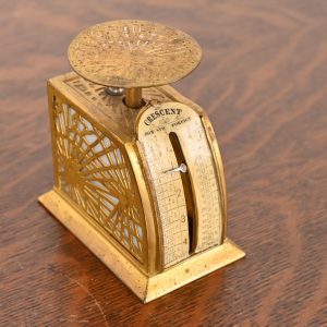 Tiffany Studios New York Pine Needle Pattern Bronze Doré and Favrile Slag Glass Postage Scale