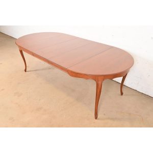 Kindel Furniture French Provincial Louis XV Cherry Wood Extension Dining Table, Newly Refinished