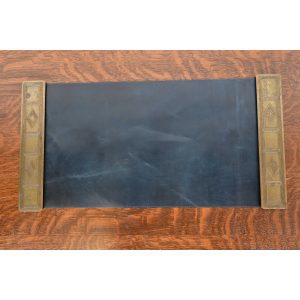 Tiffany Studios New York Graduate Pattern Bronze Blotter Ends With Leather Desk Blotter