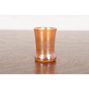 Louis Comfort Tiffany Favrile Iridescent Art Glass Ribbed Toothpick Holder or Cordial
