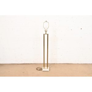 Stilnovo Style Italian Mid-Century Modern Brass and Marble Floor Lamp, Circa 1960s