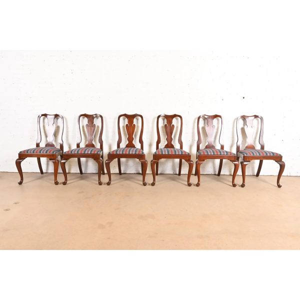 Henkel Harris Queen Anne Solid Mahogany Dining Chairs, Set of Six - Image 2