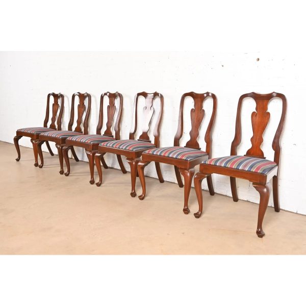 Henkel Harris Queen Anne Solid Mahogany Dining Chairs, Set of Six - Image 4