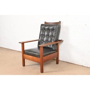 L. & J. G. Stickley Antique Mission Oak Arts & Crafts Reclining Morris Lounge Chair