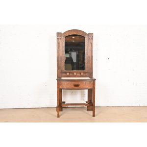Stickley Style Mission Oak Arts & Crafts Dressing Table With Mirror