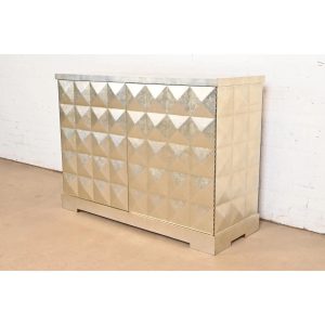 Barbara Barry for Baker Furniture Diamond Silver Leaf Cabinet or Credenza