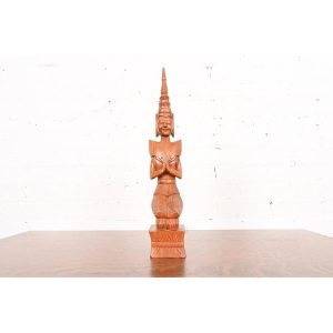 Vintage Hand-Carved Teak Thai Theppanom Sculpture